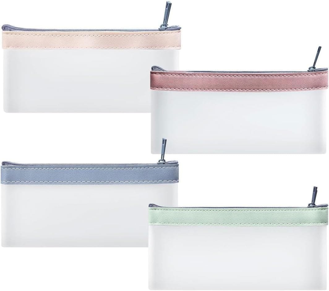 SSRDFU Estuche Transparente - 4 PCS Bolsa organizadora de artículos de papelería, Multifuncional, Transparente, Bolsa de cosméticos de Viaje, Bolsa de Almacenamiento para Suministros