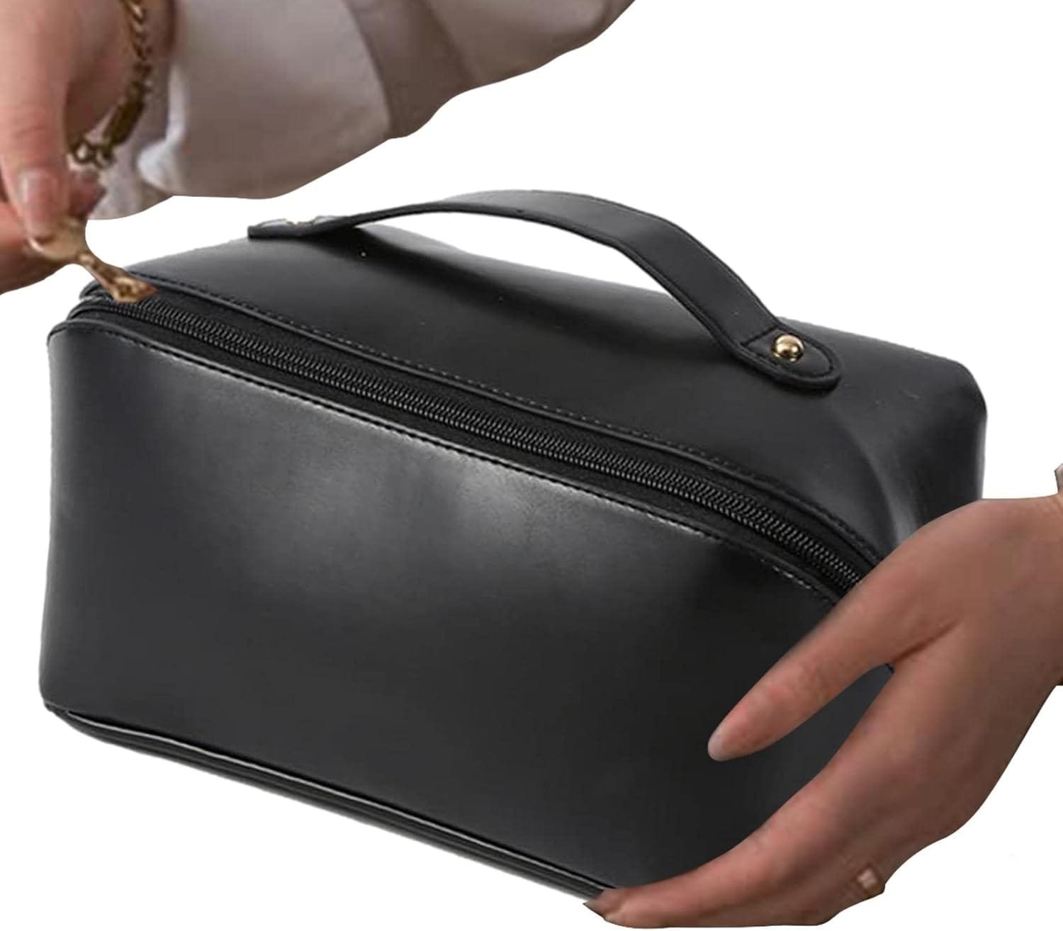 Ocobetom Bolsa cosmética de Viaje de Gran Capacidad, Bolsa portátil de Maquillaje de Viaje, Bolsa de Aseo de Cuero para artículos de tocador cosméticos de Cuidado de la Piel - Imagen 6