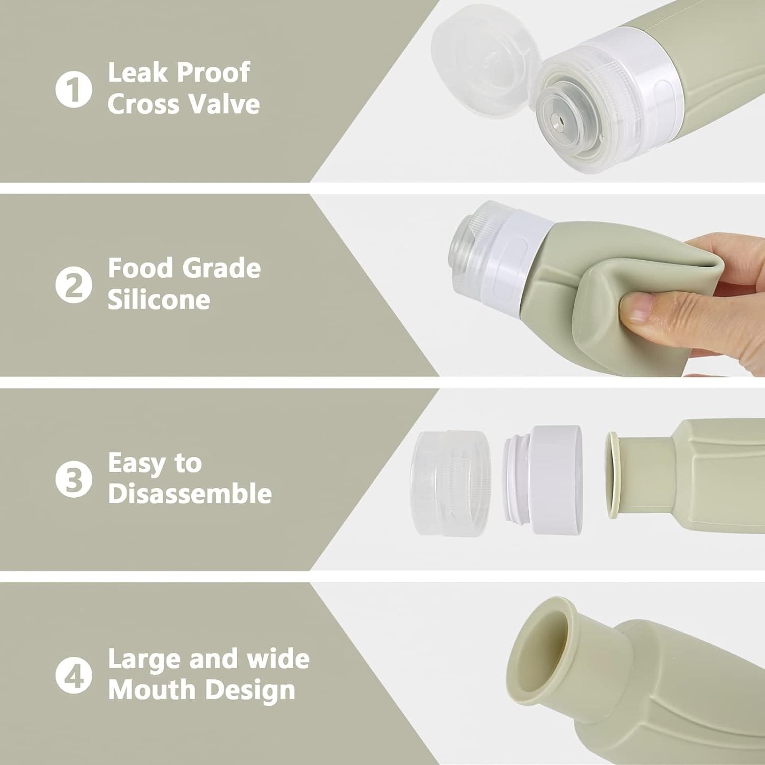 CHSEEO 4 Piezas Botellas de Viaje Bote de Silicona Contenedor de Viaje Recipientes Accesorios de Viaje para Líquidos Champú Loción Artículos de Tocador 90ml #3 - Imagen 8