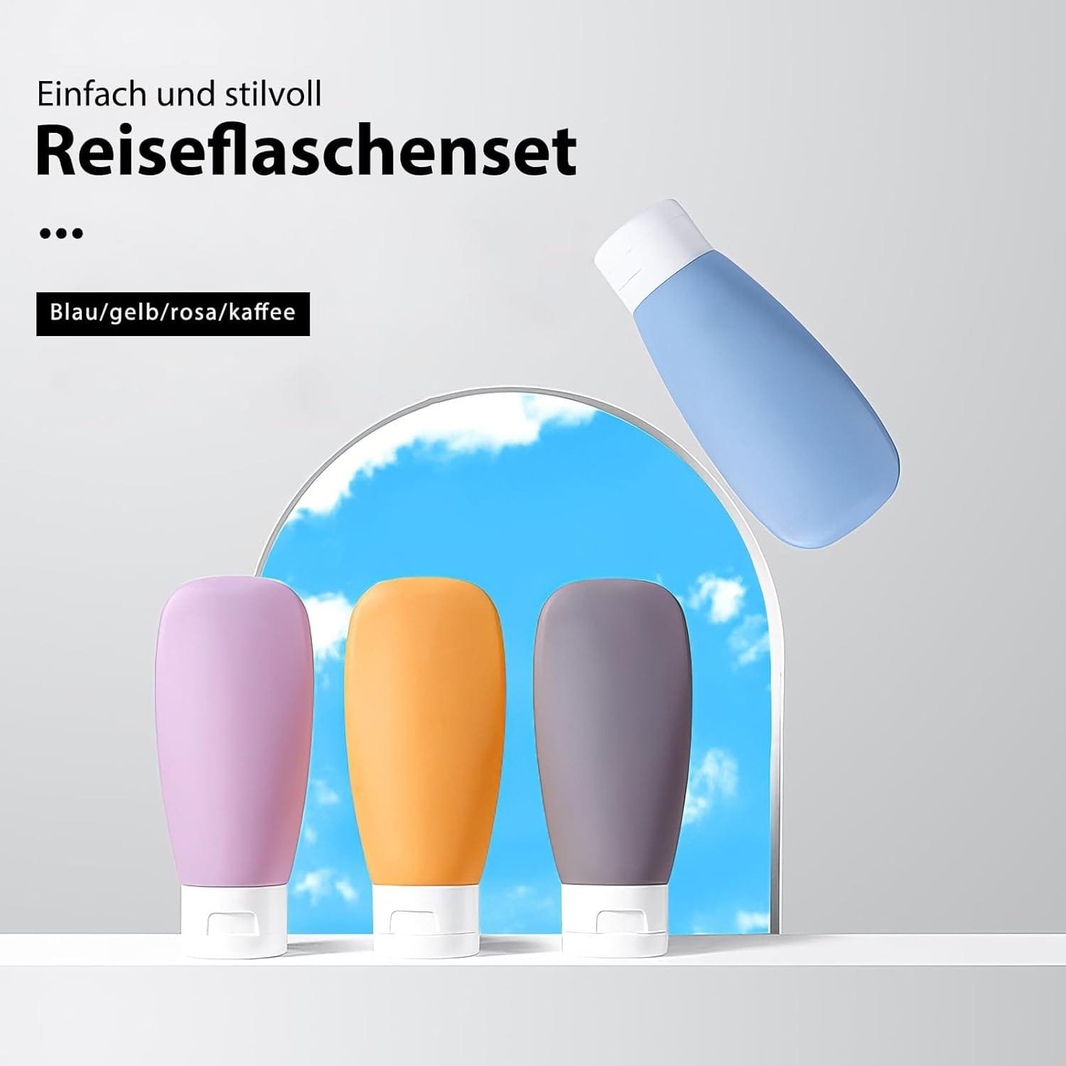 Qwesure Xixi 4 recipientes de silicona portátiles a prueba de fugas, para viajes al aire libre, viajes, artículos de tocador, loción, dispensador, botella dispensadora - Imagen 2