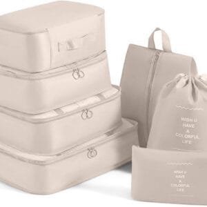 7 Piezas Organizadores de Viajes Organizador de Equipaje Bolsas Organizadoras Maleta Organizador de Equipaje Multifunción Organizadoras Viaje Organizadoras Maleta de Viaje (beige)
