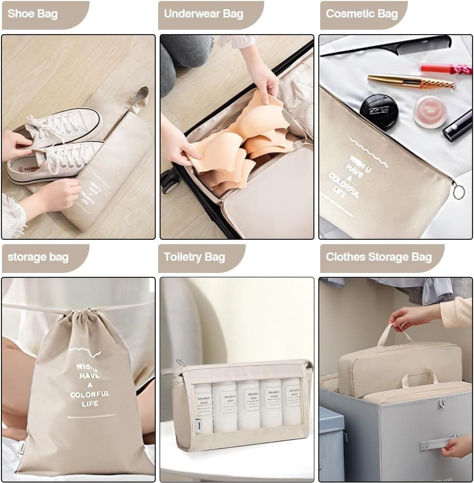 Organizadores para Maletas, 11 Set de Bolsas de Viaje para Equipaje, Packing Cubes Para zapatos, Ropa Interior, Cosméticos, Travel Essentials - Imagen 5
