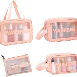 4 piezas Artículos de tocador, bolsas de maquillaje, bolsas de maquillaje de viaje transparentes, bolsas de maquillaje de viaje portátiles, artículos de tocador y bolsas de maquillaje, bolsas de