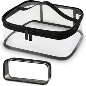 1 bolsa de aseo de viaje transparente, 1 bolsa de almacenamiento esmerilada, bolsa de cosméticos transparente, bolsa de cosméticos de viaje, bolsa de almacenamiento de artículos, Bolsa transparente