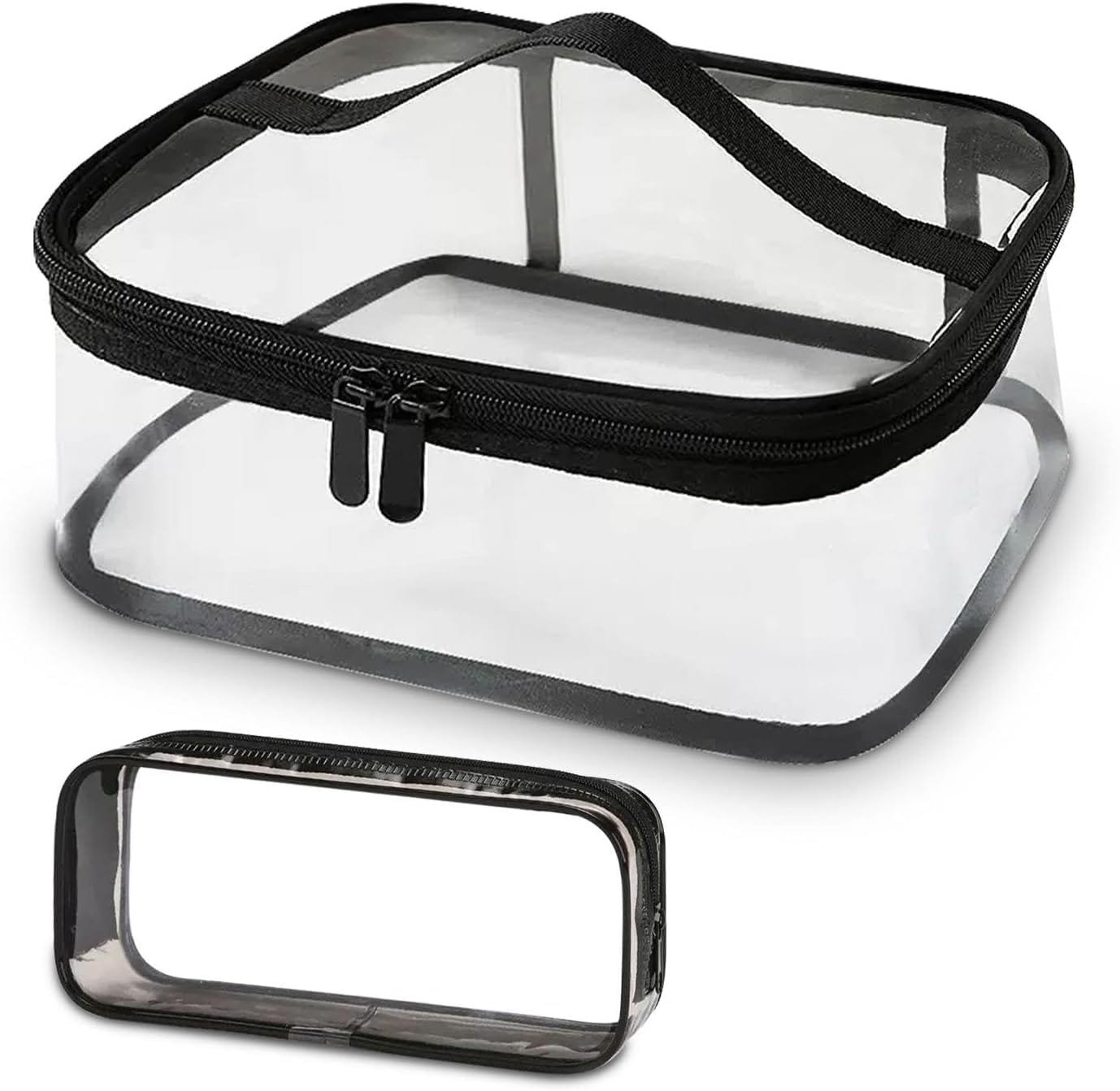 1 bolsa de aseo de viaje transparente, 1 bolsa de almacenamiento esmerilada, bolsa de cosméticos transparente, bolsa de cosméticos de viaje, bolsa de almacenamiento de artículos, Bolsa transparente