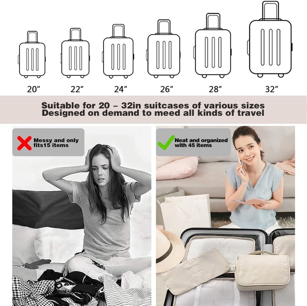 Organizadores para Maletas, 11 Set de Bolsas de Viaje para Equipaje, Packing Cubes Para zapatos, Ropa Interior, Cosméticos, Travel Essentials - Imagen 4