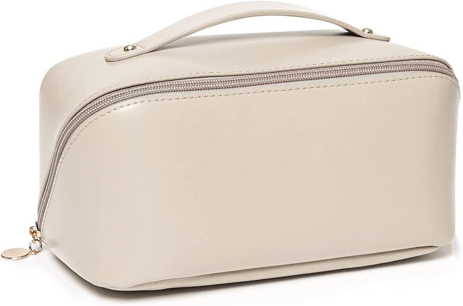 Bolsa Cosméticos Viaje Gran Capacidad, Bolso Portátil del Lavado del Viaje, Bolsa de Maquillaje de Cuero Impermeable con Asa para Cosméticos, Artículos de Aseo de Las Mujeres