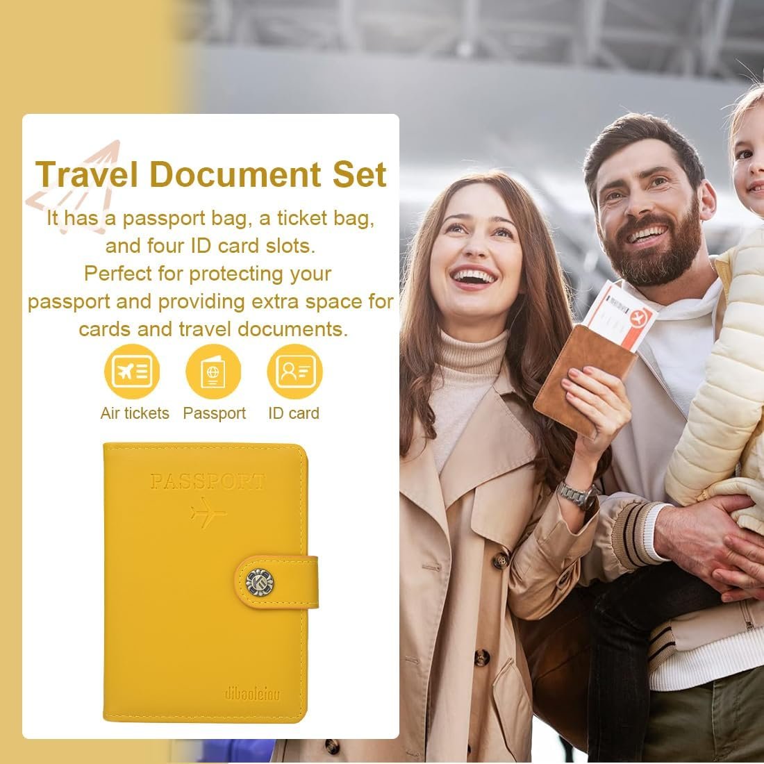 EIHI 1 Artículo Pasaporte de Viaje Titular de la Hebilla,Pasaporte de Cuero Billetera de Viaje, Pasaporte Titular de los pasaportes, Tarjetas de identificación, Tarjetas de crédito, Billetes de avión - Imagen 6