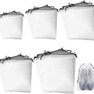 Bolsas para Zapatos 25 PCS Bolsas Transparentes con Cordón, Zapatos de Viaje Bolsa de Acabado, Multifunción Impermeable Bolsa a Prueba de Polvo Zapatos, para Cosméticos Ropa Calzado Artículos Viajes
