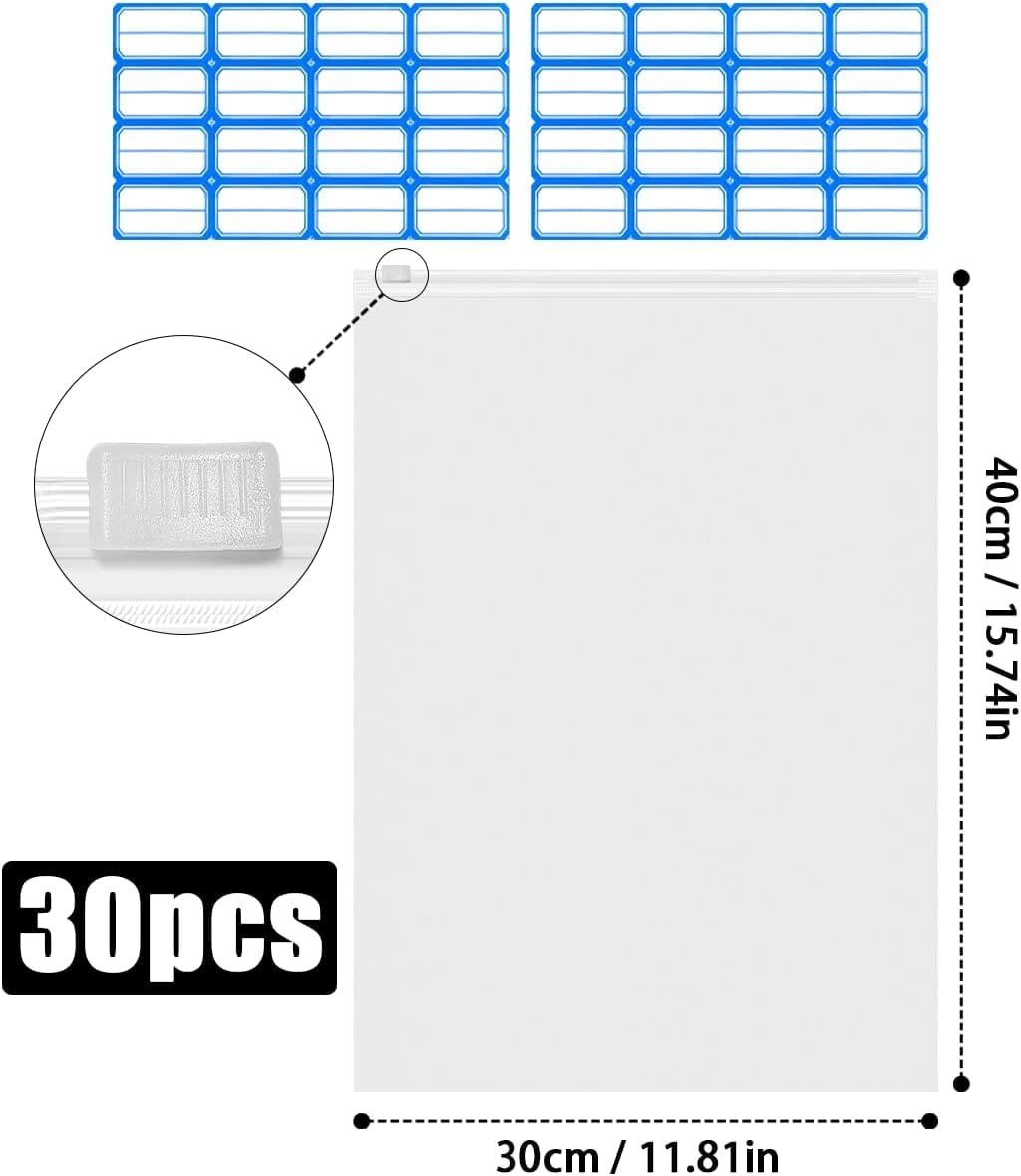 Nenull 30 x 40 cm, 30 unidades, bolsa con cremallera, bolsa de viaje, bolsa de ropa, impermeable, resistente a los olores, bolsa de almacenamiento - Imagen 2