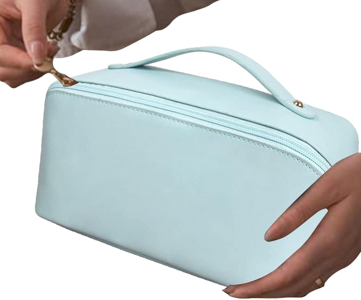 Ocobetom Bolsa cosmética de Viaje de Gran Capacidad, Bolsa portátil de Maquillaje de Viaje, Bolsa de Aseo de Cuero para artículos de tocador cosméticos de Cuidado de la Piel - Imagen 6