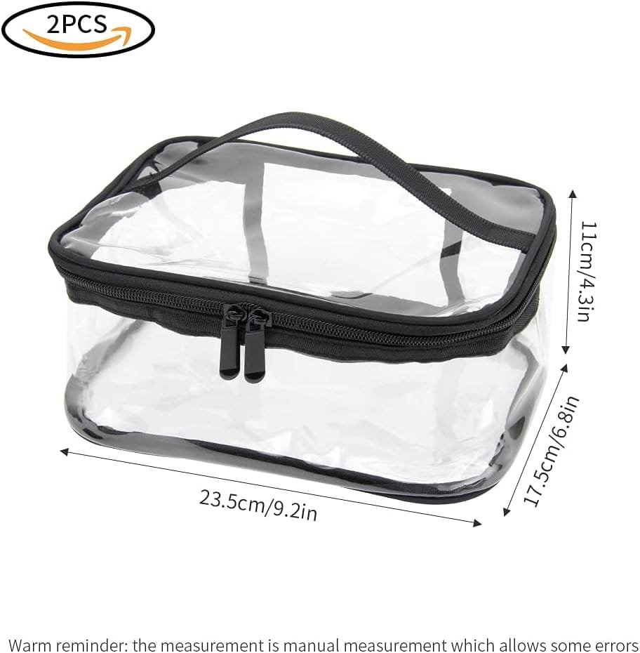 2 Piezas Neceser Transparente PVC Bolsa de Cosméticos Impermeable con Cremallera Bolsa de Lavado Impermeable para Viaje Bolsa de Aseo Portátil para Almacenamiento Neceseres - Imagen 7