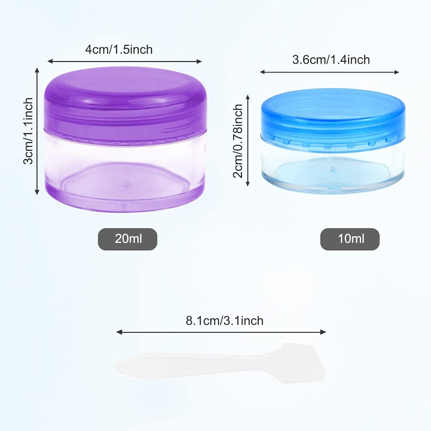 6 botellas de viaje, macetas de muestra, mini macetas de viaje para artículos de tocador, macetas pequeñas de crema de viaje, recipientes cosméticos transparentes, 10 g), multicolor - Imagen 2