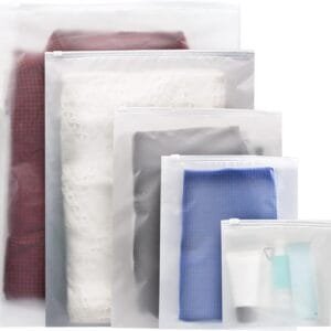 25 Piezas Bolsas de Almacenamiento de Viaje de Ropa de Plástico con Cremallera, Organizador de Viajes Mate Transparente Reutilizable para Ropa, Zapatos y Artículos de Tocador (5 Tamaños)