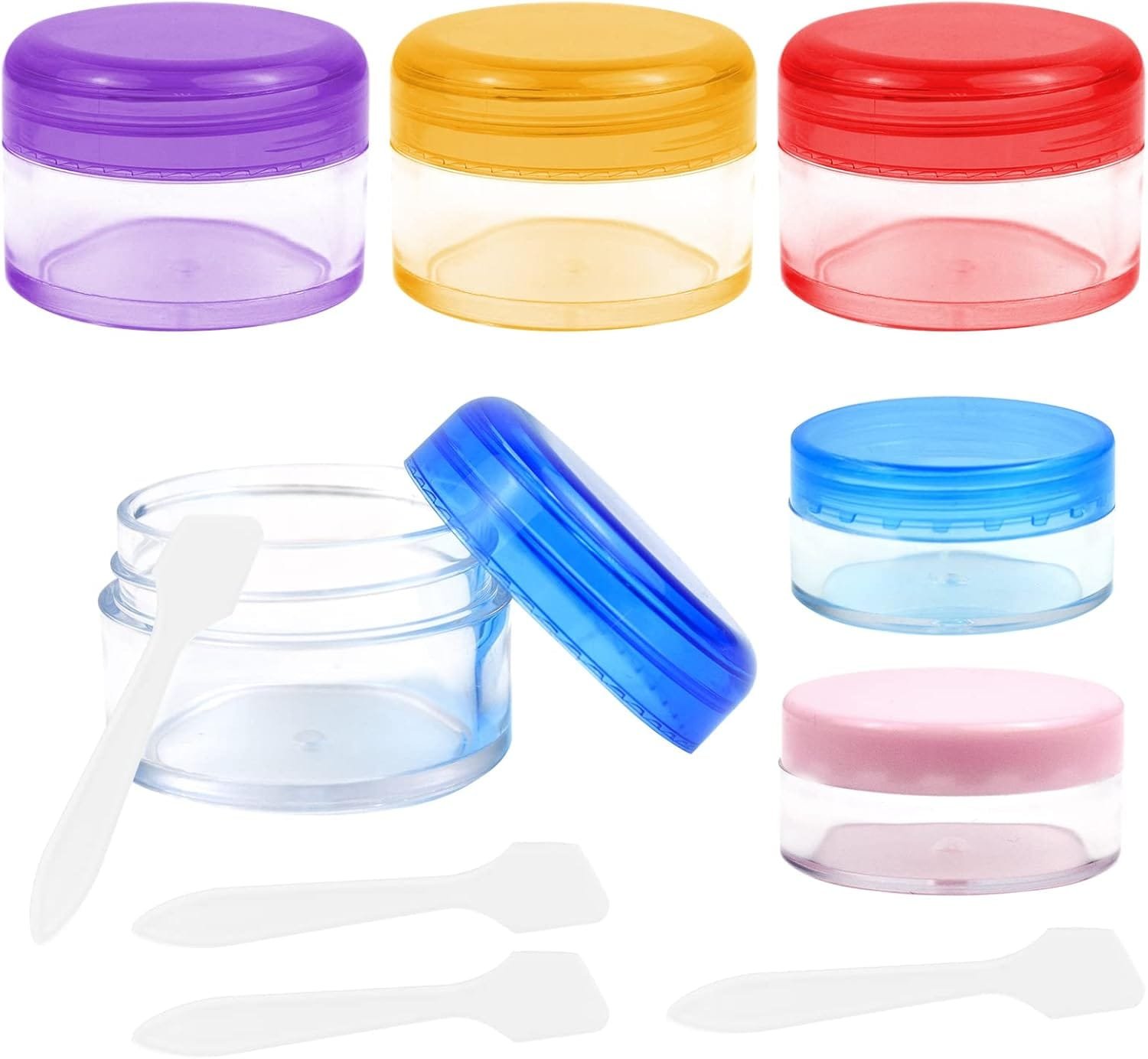 6 botellas de viaje, macetas de muestra, mini macetas de viaje para artículos de tocador, macetas pequeñas de crema de viaje, recipientes cosméticos transparentes, 10 g), multicolor
