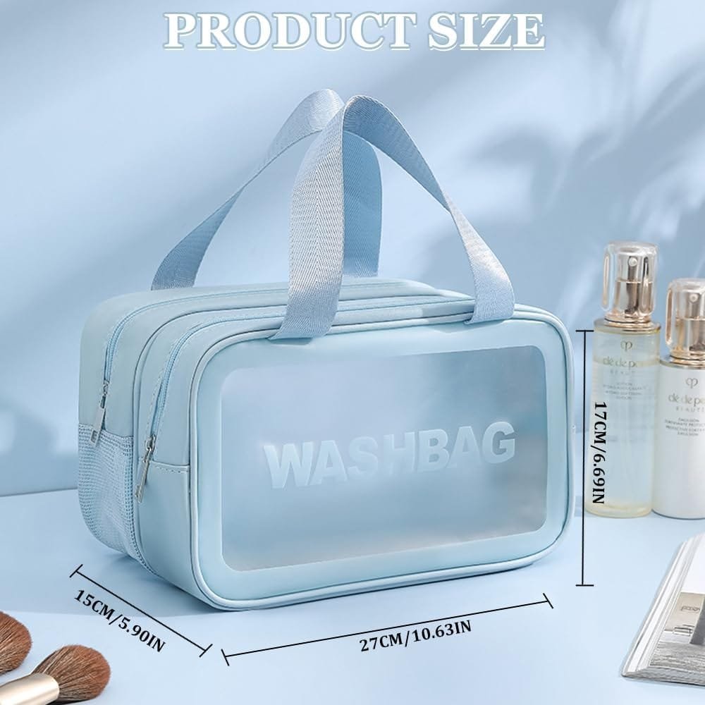 Bieiyhe Neceser Mujer Azul Bolsa de Aseo Viaje Transparente ArtíCulos de Aseo PortáTil Neceser de Almacenamiento Bolsa de CosméTicos Impermeable Bolsa de Aseo Hombre Neceser de Maquillaje - Imagen 2