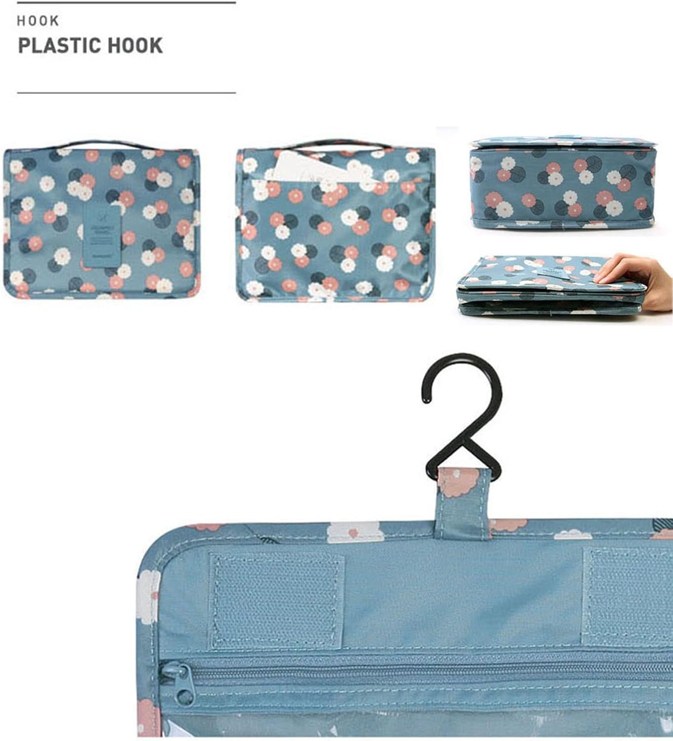 Neceser Maquillaje Viaje Impermeable y Colgante para Mujer Niña Hombre Bolsa de Aseo Kit de Aseo Viaje Estuche Organizador con Gancho,Viaje. Excursión. Baño. - Imagen 3