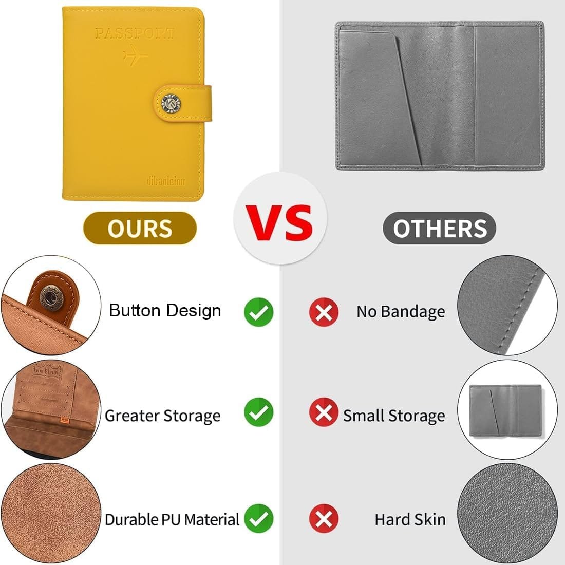 EIHI 1 Artículo Pasaporte de Viaje Titular de la Hebilla,Pasaporte de Cuero Billetera de Viaje, Pasaporte Titular de los pasaportes, Tarjetas de identificación, Tarjetas de crédito, Billetes de avión - Imagen 4