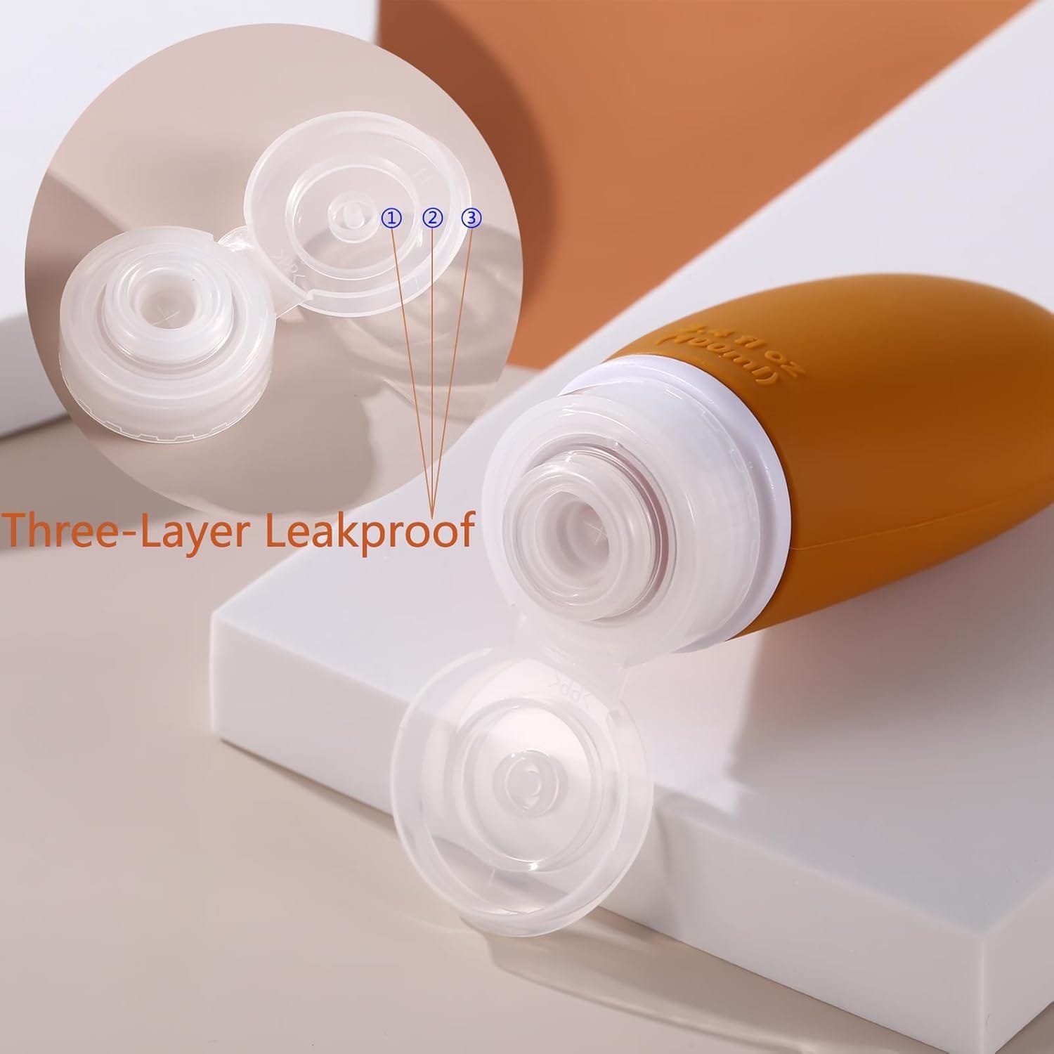 Botellas de Viaje,4 paquete 100ml silicona Botella de viaje a prueba de fugas exprimiendo portátiles contenedores recipientes para champús,lociones y artículos de tocador - Imagen 4
