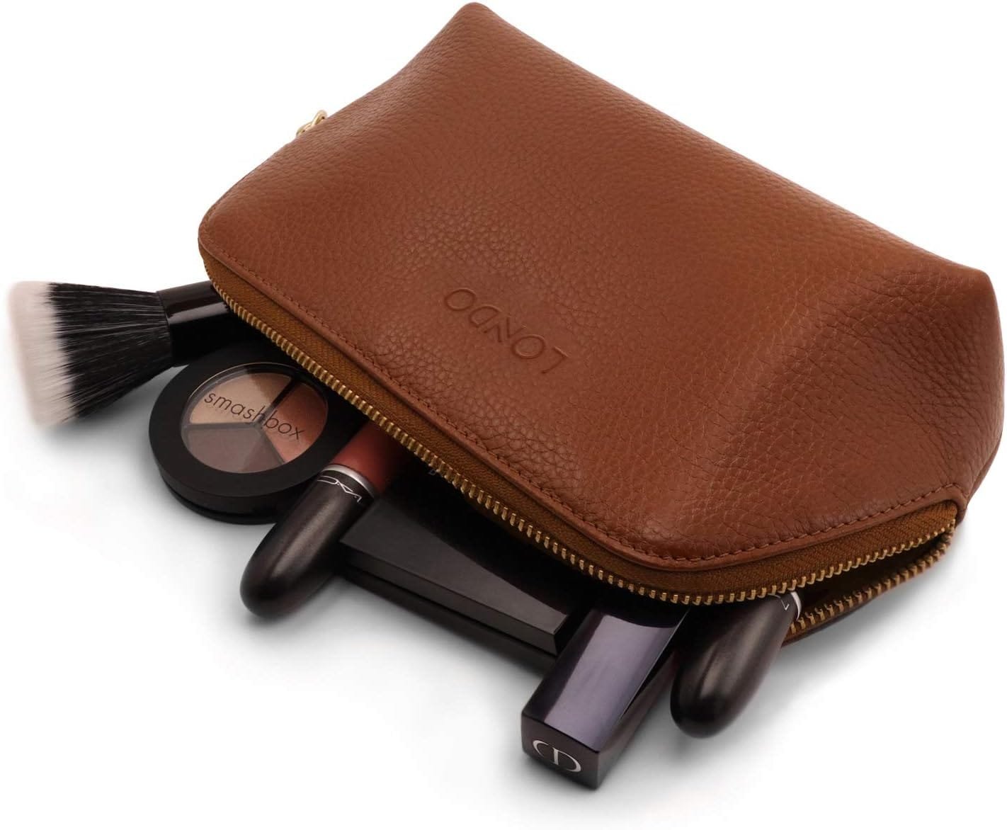Londo Bolso de Cosméticos en Cuero Genuino para Maquillaje, Bolsa de Viaje Organizador de artículos de tocador Clutch, Unisex - Imagen 2