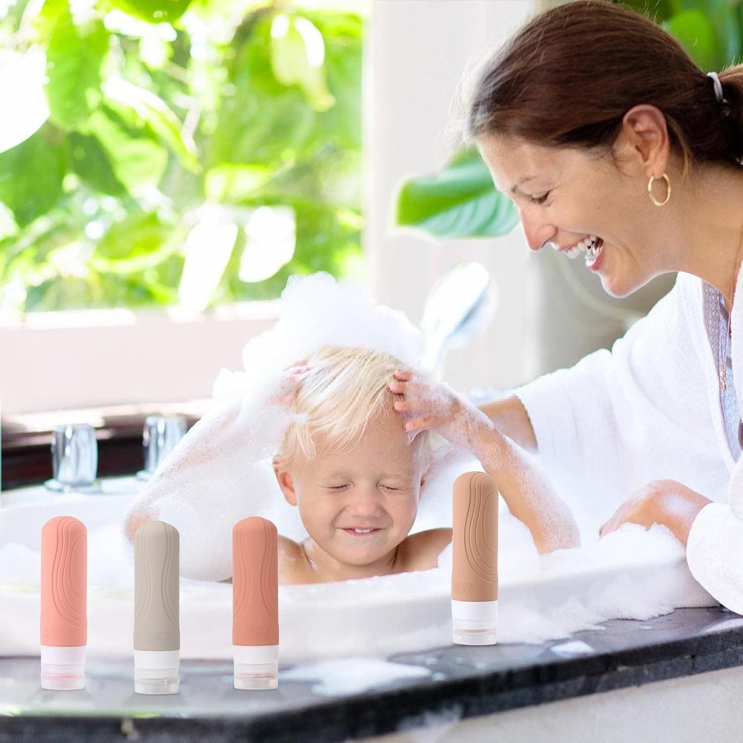 Paquete de 4 Botellas de Viaje para Artículos de Tocador Botellas de Viaje de Silicona Juego de Contenedores de Viaje Portátiles de 90 Ml Contenedores de Viaje Exprimibles a Prueba de Fugas (Rosa) - Imagen 5