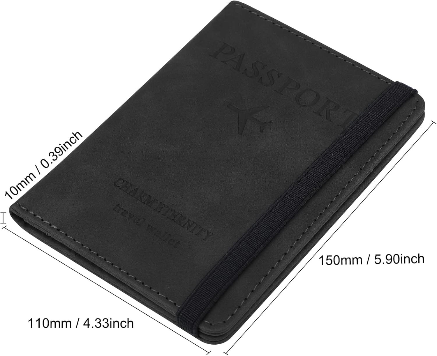 Coolzon Funda Pasaporte, Funda de Pasaporte de Viaje de los Billetera de Documentos Portátiles con Bloqueo de RFID, Tarjetas de Crédito, Tarjetas de Identificación, Boletos de Aerolínea, Negro - Imagen 2