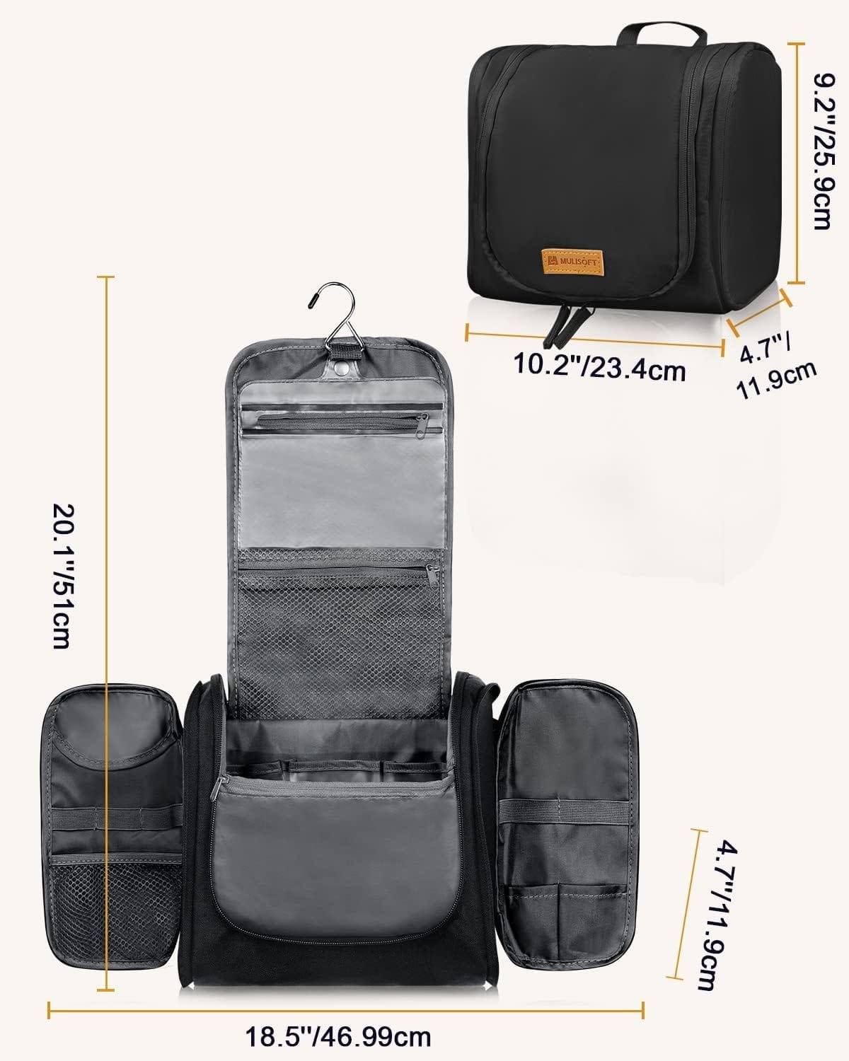 Neceser para Mujeres y Hombres, Bolsa de Maquillaje de Viaje Resistente al Agua con Gancho para Colgar, Bolsa organizadora de artículos de tocador de Viaje compacta - Imagen 6