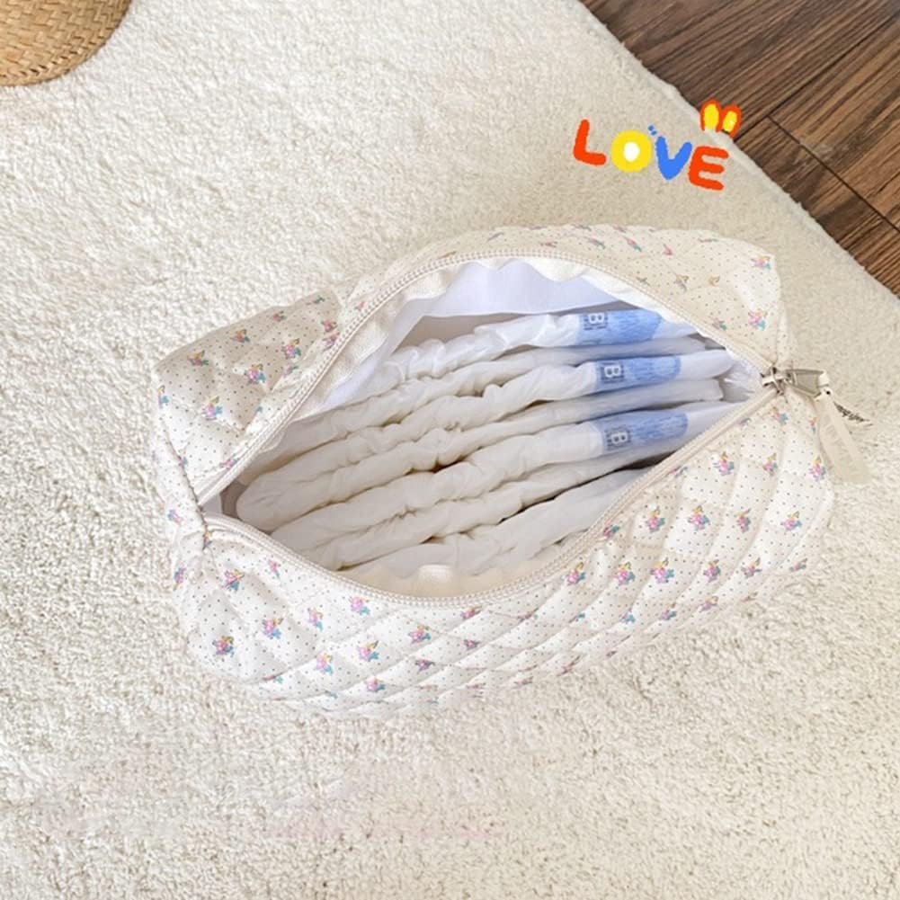 Neceser de viaje para mujer, bolso de aseo acolchado para mujer, con estampado de flores, bolsa de cosméticos de gran capacidad, bolsa de maquillaje para niños, niñas y hombres, A-beige., Simple - Imagen 7