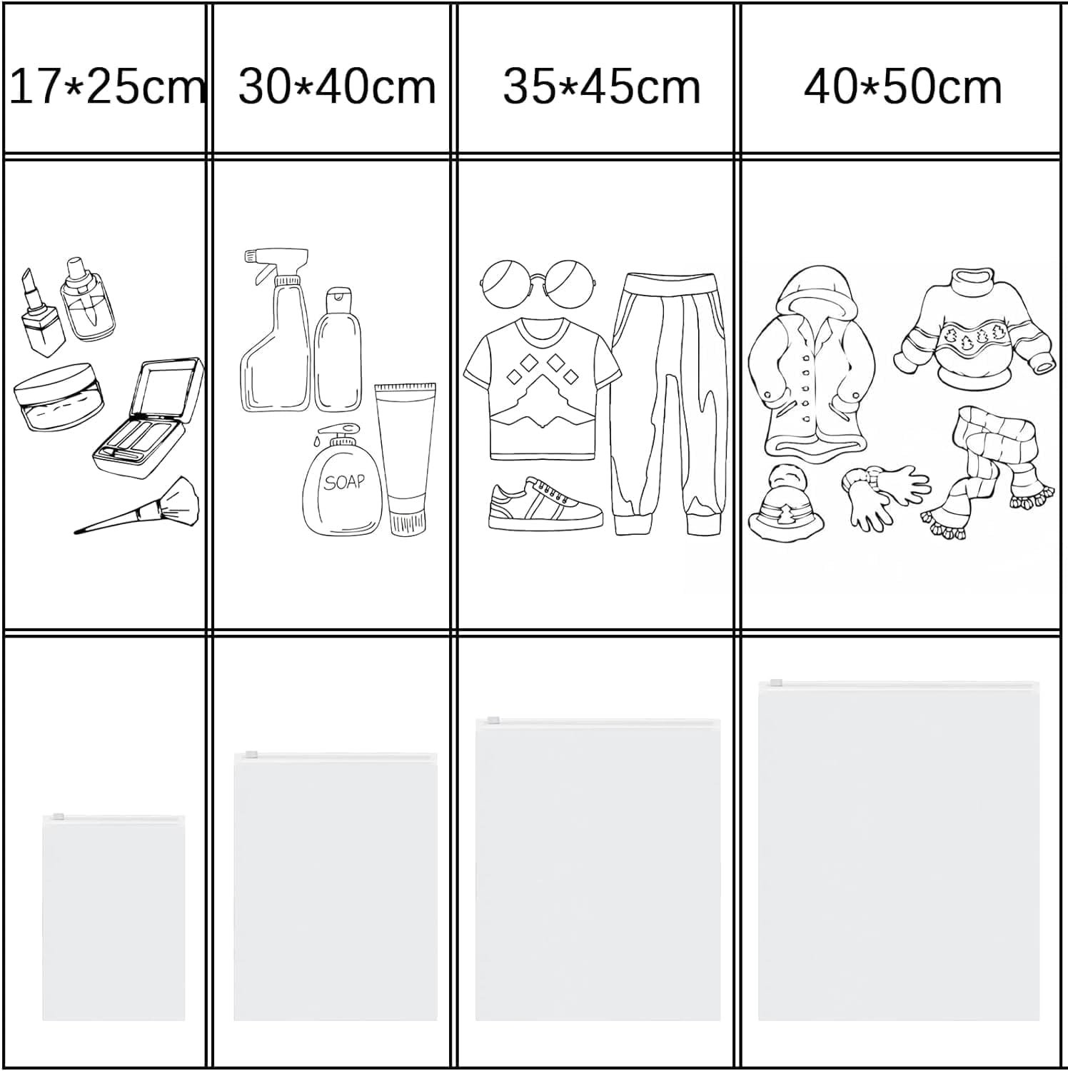 Nenull 30 x 40 cm, 30 unidades, bolsa con cremallera, bolsa de viaje, bolsa de ropa, impermeable, resistente a los olores, bolsa de almacenamiento - Imagen 7