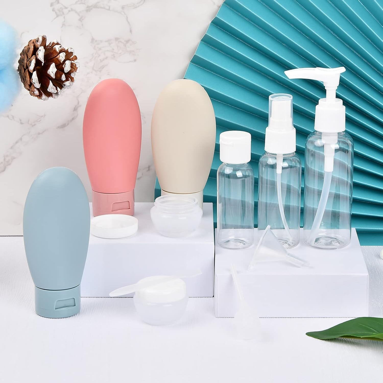 Dokeno 11 piezas Botellas de Viaje Silicona,Juego de Botes Viaje Rellenables,Juego de Botellas de Viaje Transparentes,Botellas de Plástico Viaje,para Champús Lociones y Artículos de Tocador - Imagen 5