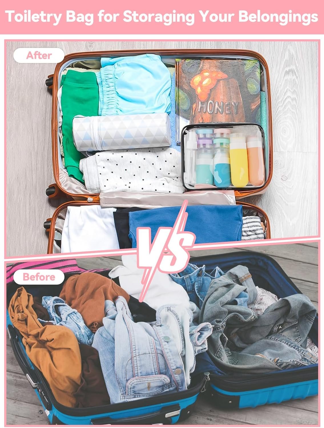 EBANKU Juego de 20 botellas de viaje para artículos de tocador aprobado por la TSA, acondicionador de tamaño de viaje, accesorios de viaje exprimibles de silicona a prueba de fugas, rellenables para - Imagen 6