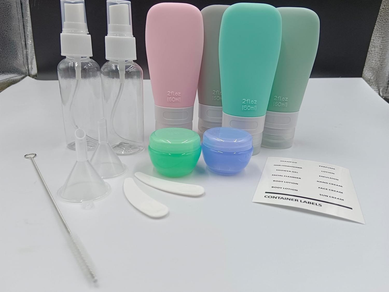 13 Piezas Botes Viaje, Botellas de Viaje Silicona, Lociones y Artículos de Tocador, Botes Viaje Rellenables con Bolsa de Almacenamiento, Adecuadas para Envasar Artículos de Tocador, Cosméticos - Imagen 7