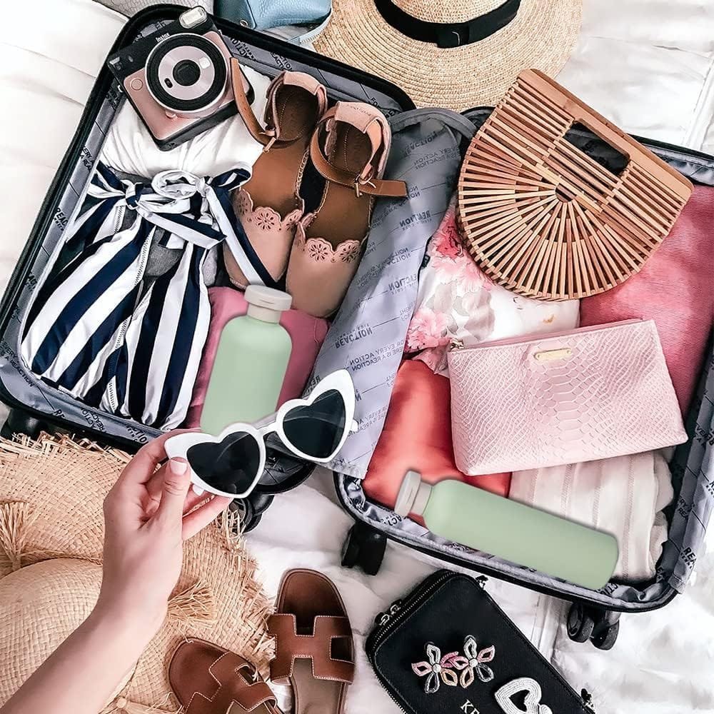 Botellas de Viaje Rellenables 100ML/200ML/260ML/300ML,Forreen 4 Piezas Botes Viaje Rellenables Portátil Exprimible Plástico Contenedores de Viaje para Champú,Cremas,Loción y Acondicionador - Imagen 5