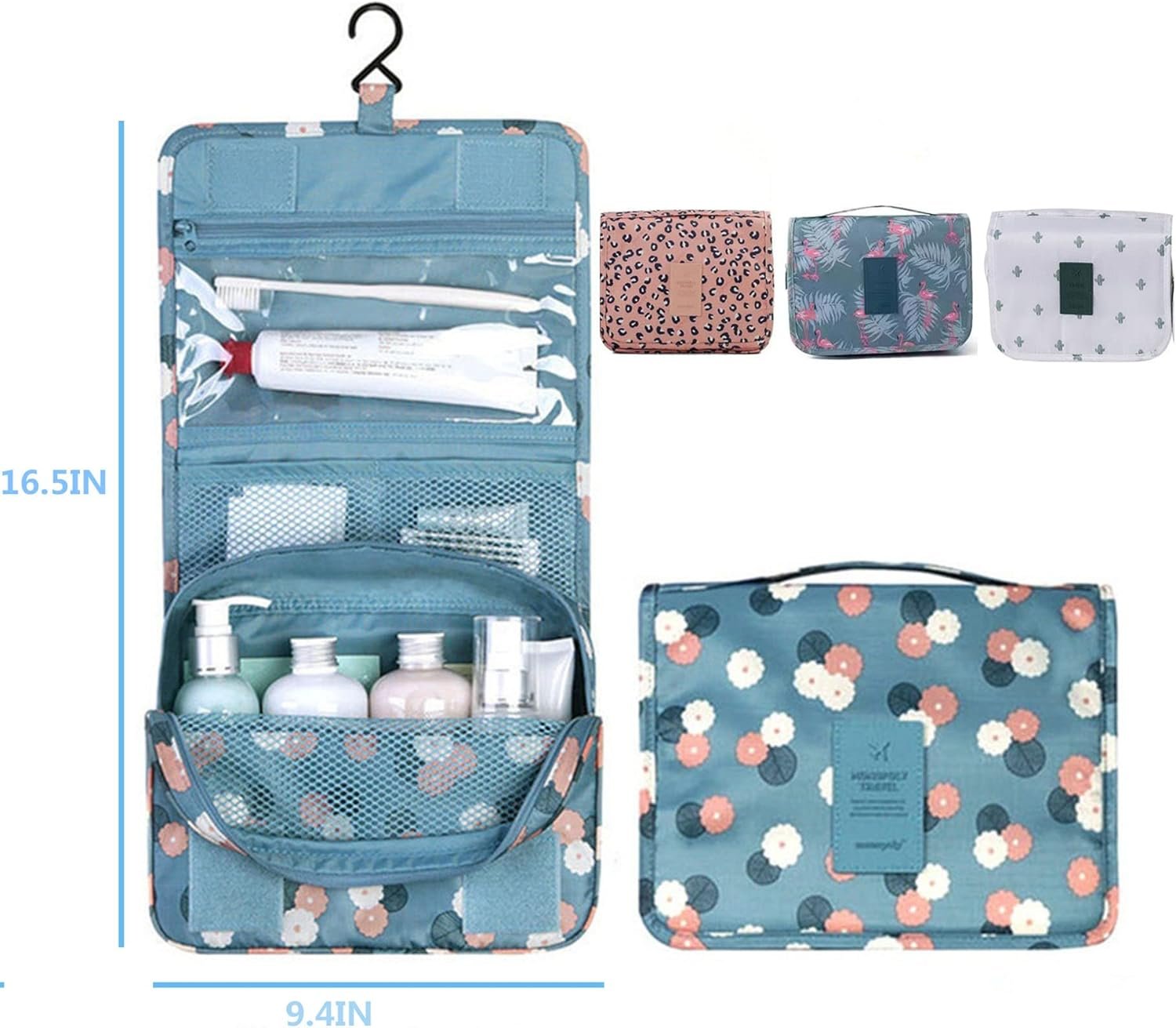 Neceser Maquillaje Viaje Impermeable y Colgante para Mujer Niña Hombre Bolsa de Aseo Kit de Aseo Viaje Estuche Organizador con Gancho,Viaje. Excursión. Baño. - Imagen 2