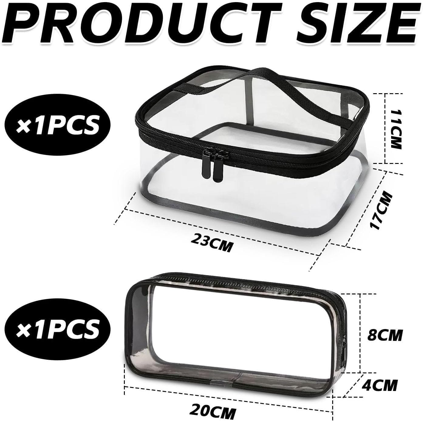 1 bolsa de aseo de viaje transparente, 1 bolsa de almacenamiento esmerilada, bolsa de cosméticos transparente, bolsa de cosméticos de viaje, bolsa de almacenamiento de artículos, Bolsa transparente - Imagen 2