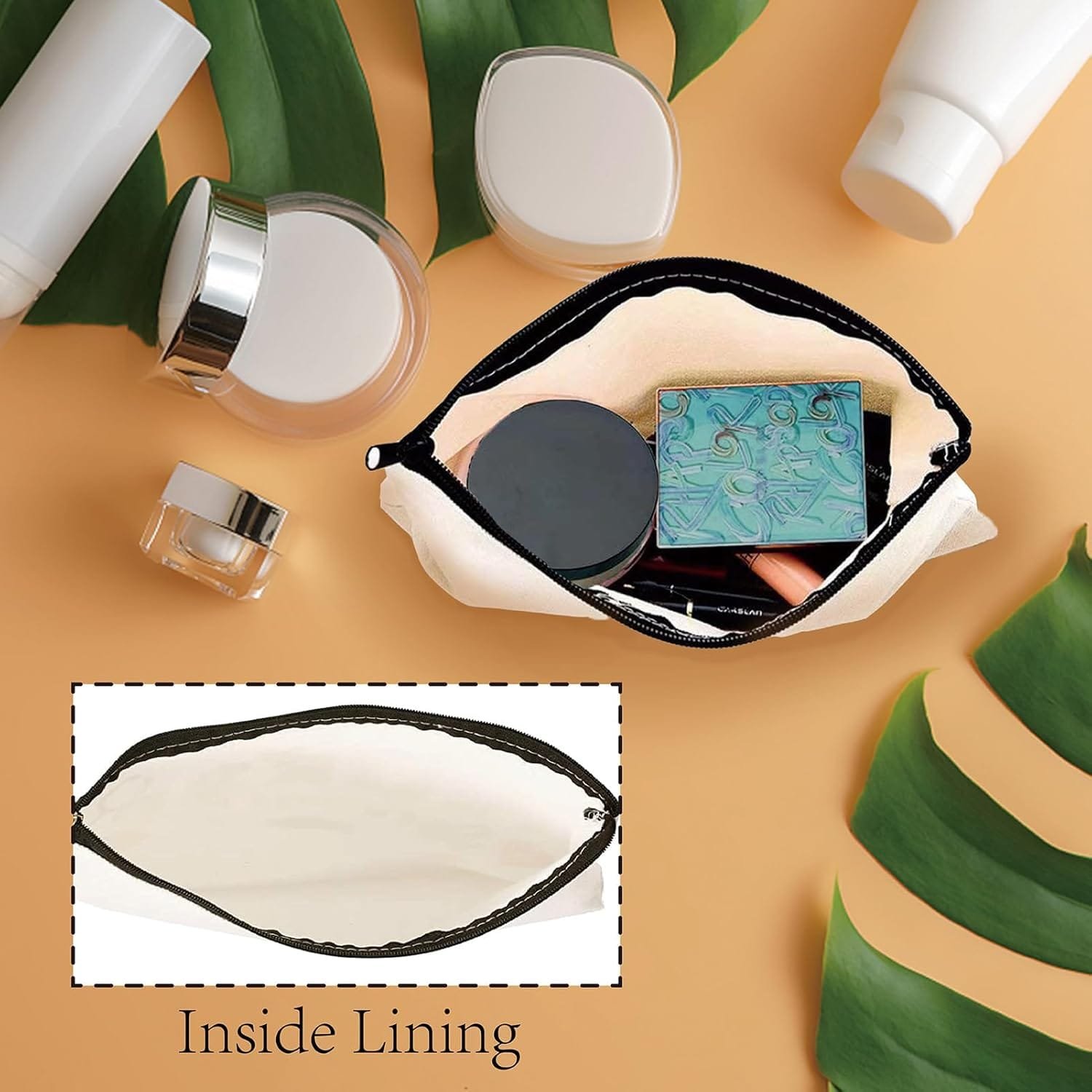 CREATCABIN Bolsa Cosméticos Lona Maestros Bolsas Maquillaje Díal Maestro Multifunción Pequeña Bolsa Cremallera Regalos Mujeres Artículos Tocador Viaje para Tarjeta Lápiz Regalo Navidad 25x18cm - Imagen 3