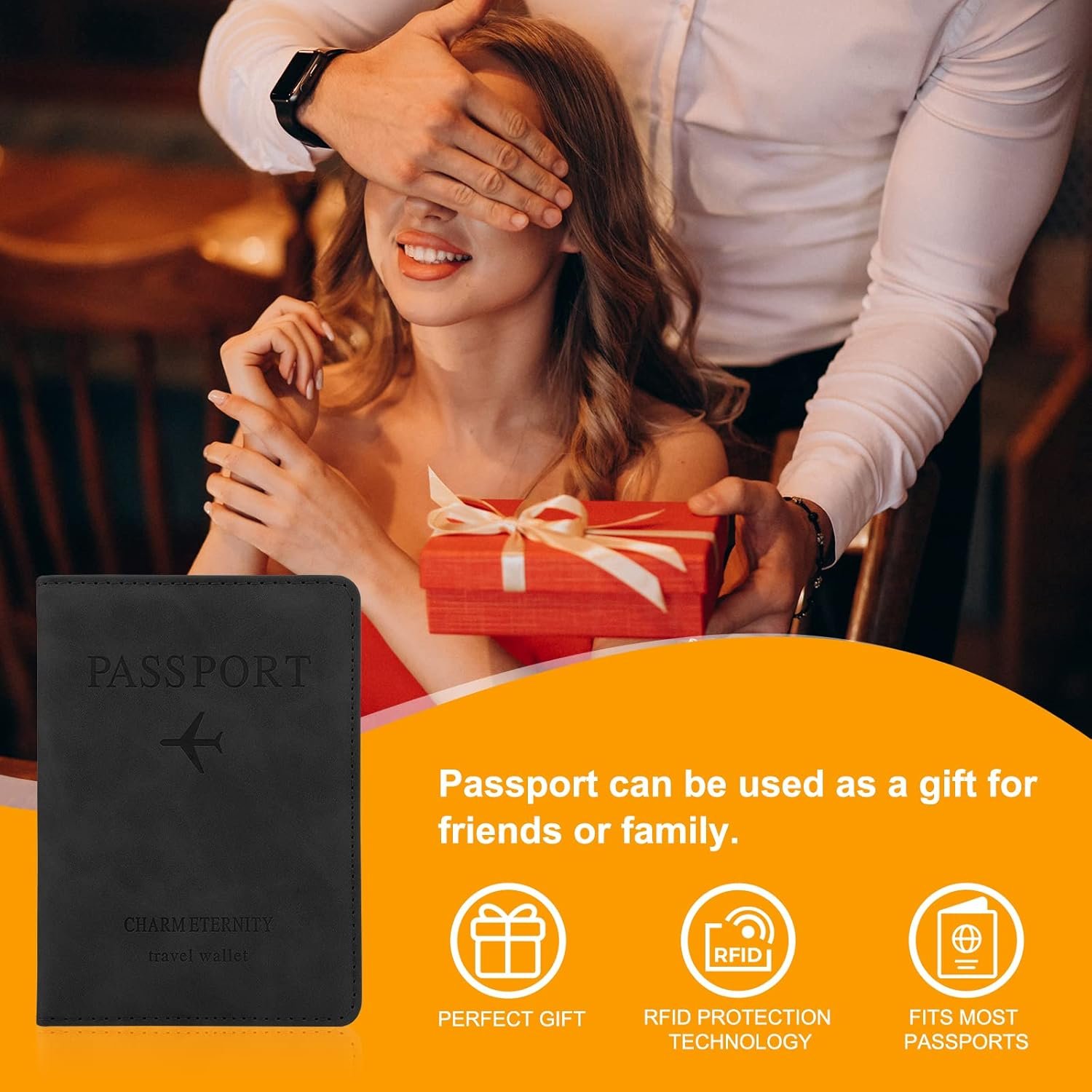 Coolzon Funda Pasaporte, Funda de Pasaporte de Viaje de los Billetera de Documentos Portátiles con Bloqueo de RFID, Tarjetas de Crédito, Tarjetas de Identificación, Boletos de Aerolínea, Negro - Imagen 6