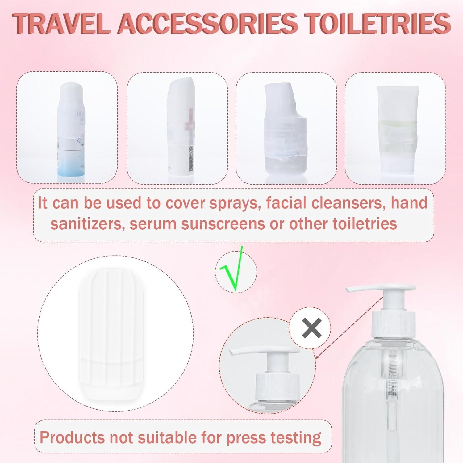 Dimeho 16 fundas elásticas para evitar fugas, artículos esenciales de viaje, fundas de silicona reutilizables a prueba de fugas para contenedores de viaje, equipaje, artículos de tocador de tamaño de - Imagen 6