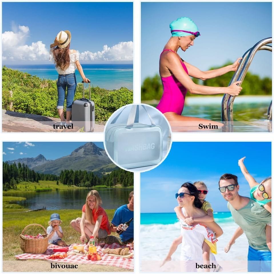 Bieiyhe Neceser Mujer Azul Bolsa de Aseo Viaje Transparente ArtíCulos de Aseo PortáTil Neceser de Almacenamiento Bolsa de CosméTicos Impermeable Bolsa de Aseo Hombre Neceser de Maquillaje - Imagen 5