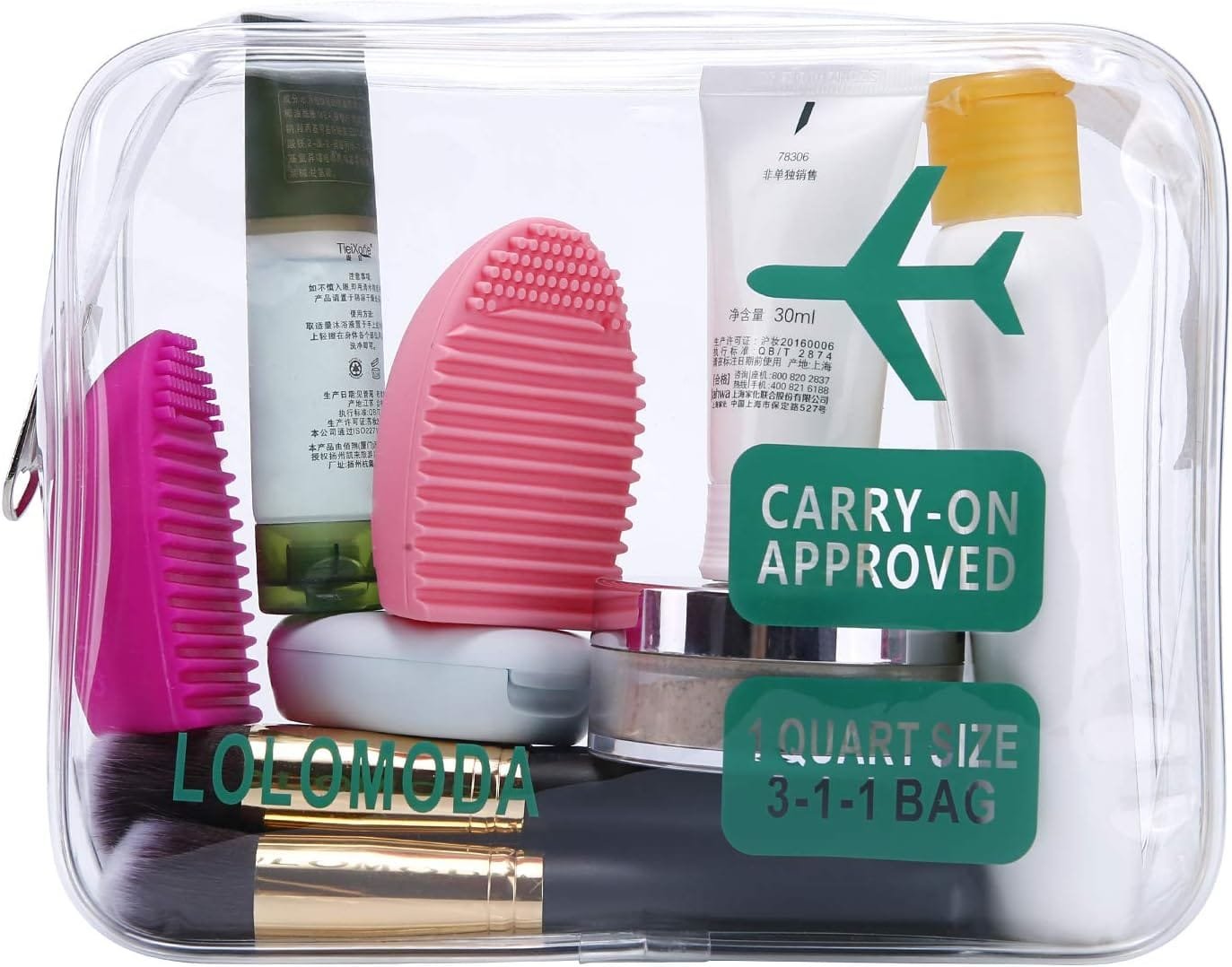 Kit de Aseo Transparente de 2 Piezas, Kit de Viaje para el avión, Conjunto de Viaje en Equipaje de Mano, Bolsa de cosméticos para Hombres y Mujeres TSA Bolsa de Transporte Conforme a la Norma - Imagen 5