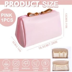 LAQWYNKB Neceser de Maquillaje de Viaje para Mujeres 2023 - Nuevo Pequeño Bolso Cosmético Impermeable - Mini Estuche de Maquillaje Portátil Rosa para Artículos de Tocador y Maquillaje