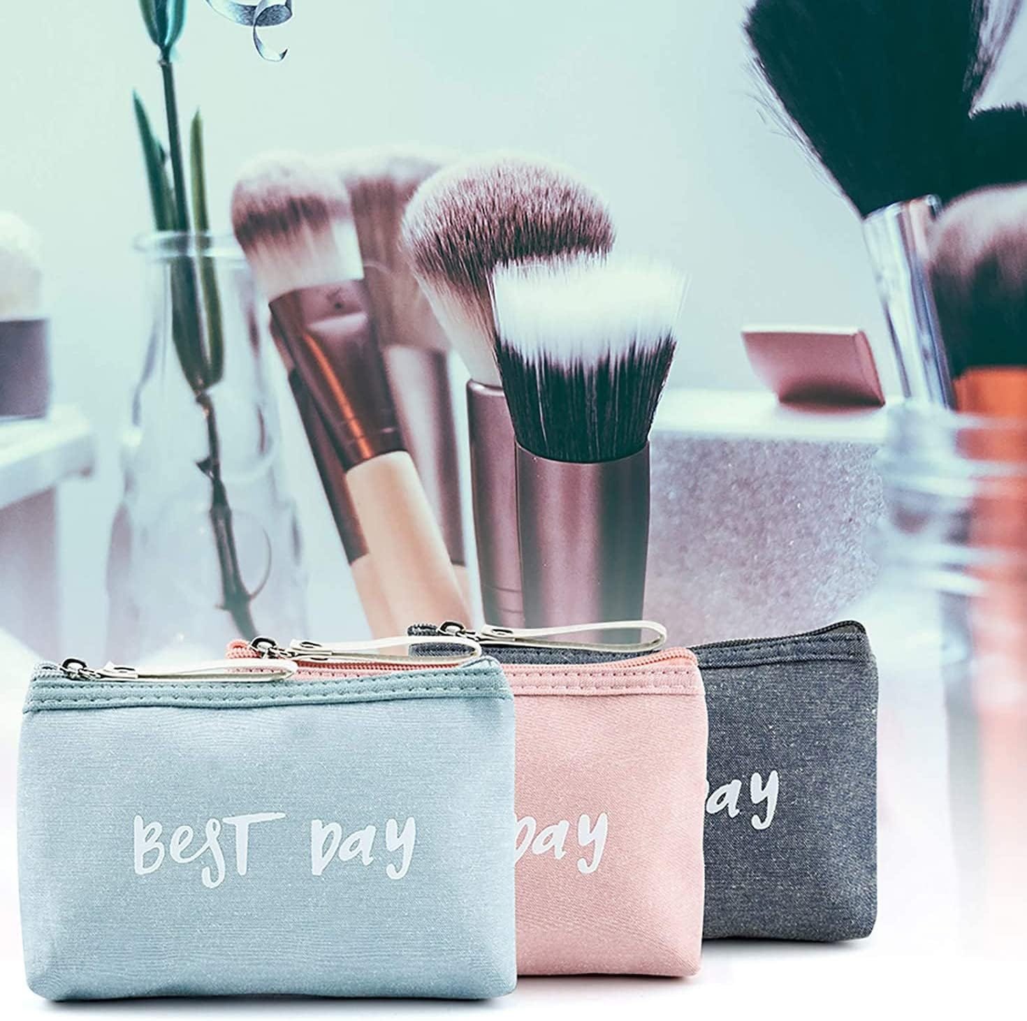 Binnan 3 Piezas Neceser de Cosméticos, Bolso de Aseo Cosmético Impermeable, Bolsas de Maquillaje de Lona, Neceser de Viaje Multifuncional con Cremallera - Imagen 7