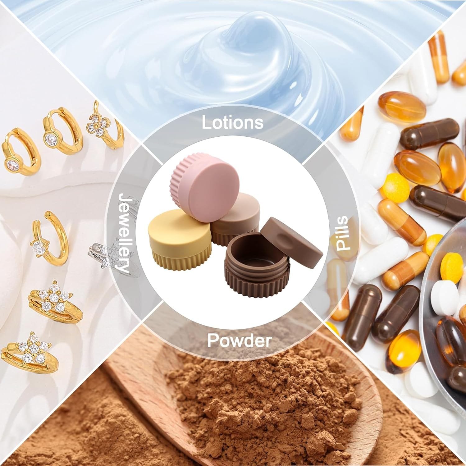 Tenorbass Envases de Viaje, Tarros de Silicona de Viaje para Cremas Lociones Envases con Tapa a Prueba de Fugas Pequeños Envases de Viaje para Artículos de Baño, Cosméticos (Pack de 4) - Imagen 7