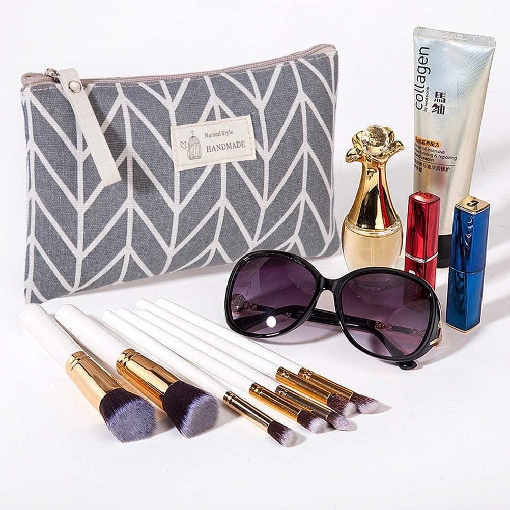 Czemo 4 Piezas Bolsa de Cosméticos de Lona,Neceser de Cosméticos Impresa Bolsa Organizadora de Multifunción con Cremallera Bolsa de Lavado para Mujer,Poner Artículos Tocador,Mujer Viaje Cosas Gris - Imagen 3