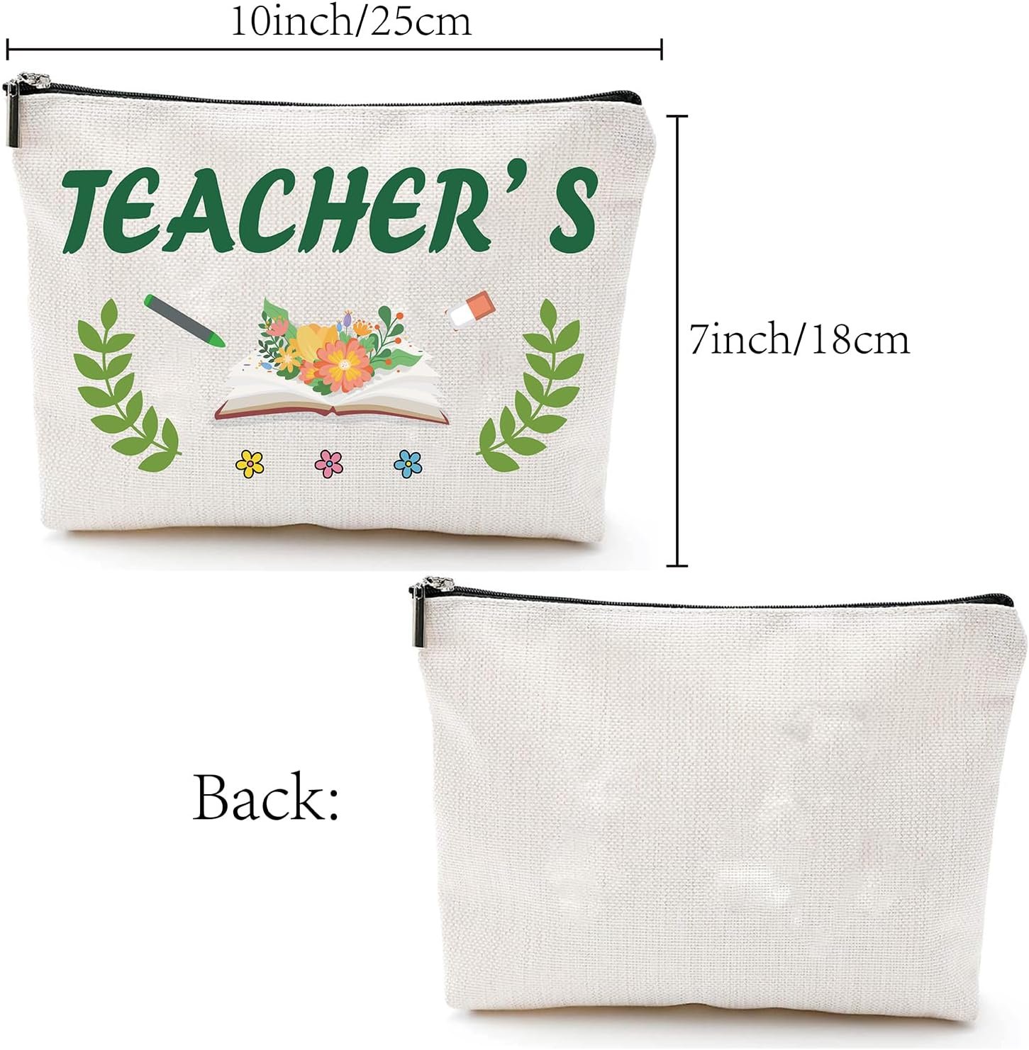 CREATCABIN Bolsa Cosméticos Lona Maestros Bolsas Maquillaje Díal Maestro Multifunción Pequeña Bolsa Cremallera Regalos Mujeres Artículos Tocador Viaje para Tarjeta Lápiz Regalo Navidad 25x18cm - Imagen 2