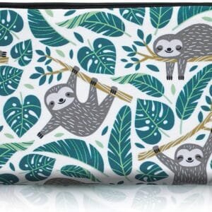 Sibba Bolsa Cosméticos de Lona Bolsa Pequeña con Cremallera Organizador ArtíCulos Tocador Maquillaje Accesorios Viaje para Adolescentes Niñas Perezoso Verde Organizador Bolsas