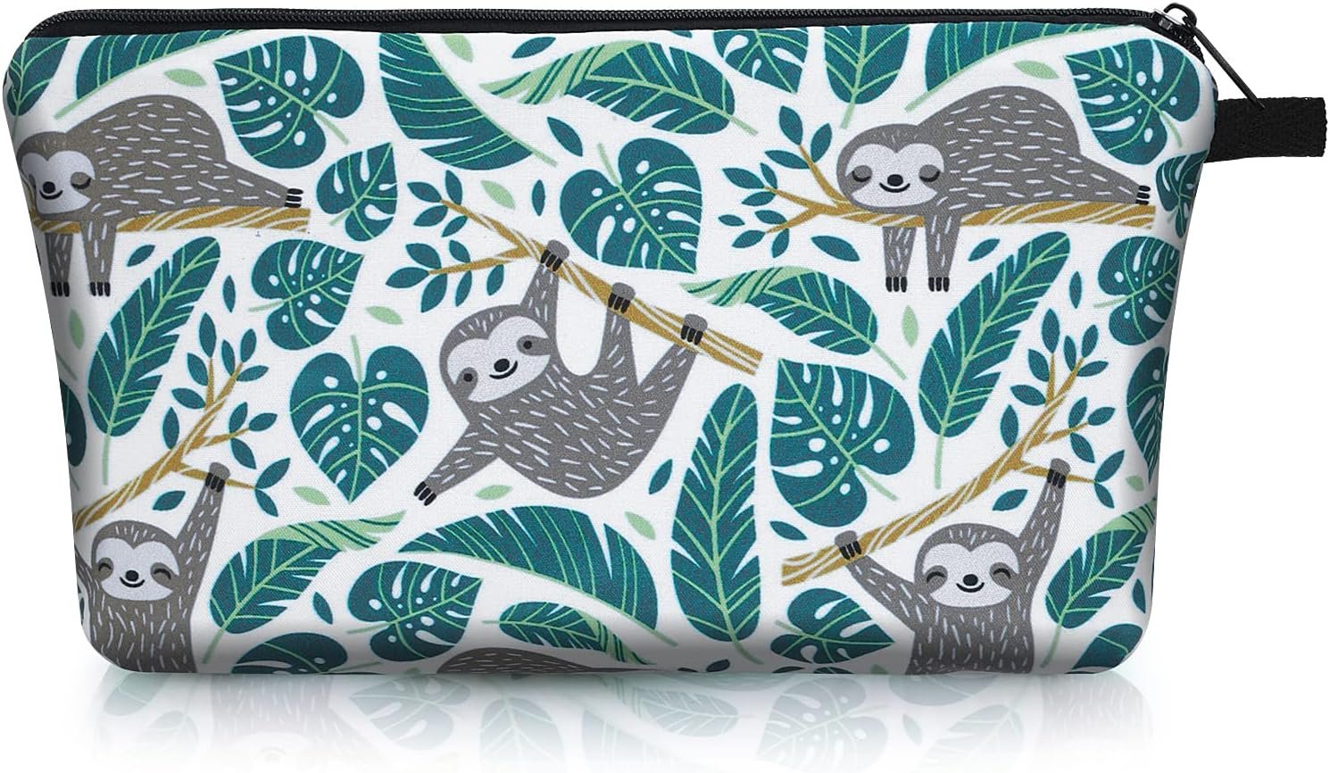 Sibba Bolsa Cosméticos de Lona Bolsa Pequeña con Cremallera Organizador ArtíCulos Tocador Maquillaje Accesorios Viaje para Adolescentes Niñas Perezoso Verde Organizador Bolsas