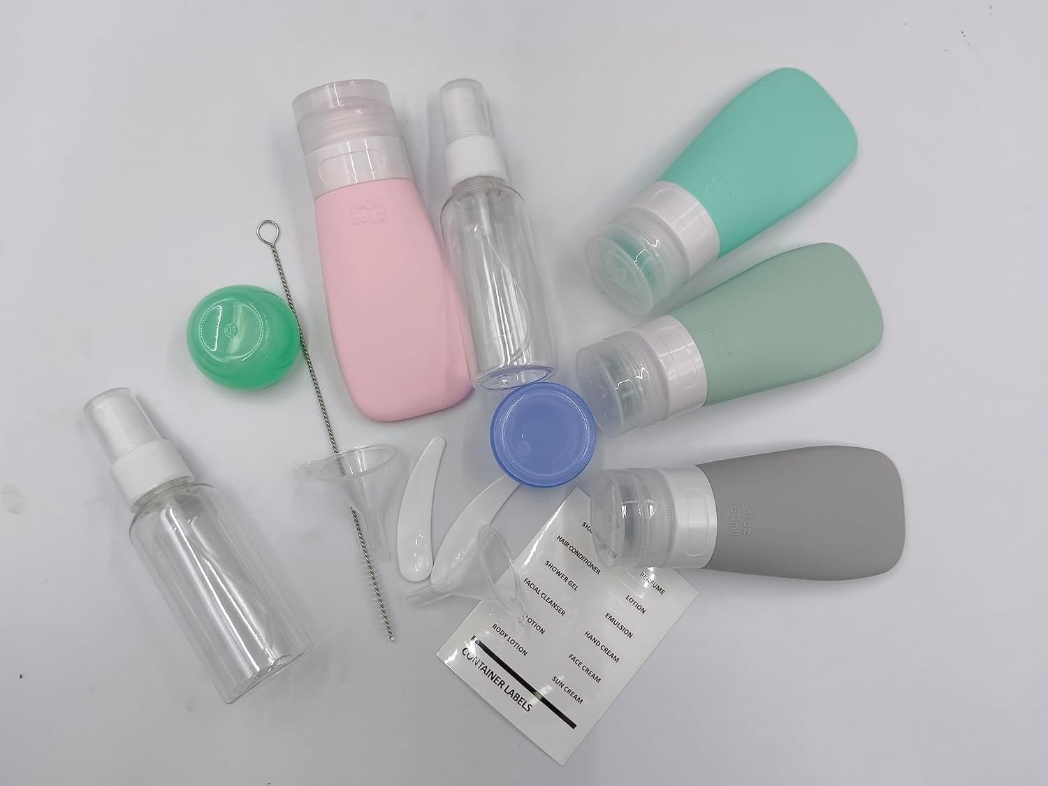 13 Piezas Botes Viaje, Botellas de Viaje Silicona, Lociones y Artículos de Tocador, Botes Viaje Rellenables con Bolsa de Almacenamiento, Adecuadas para Envasar Artículos de Tocador, Cosméticos - Imagen 5