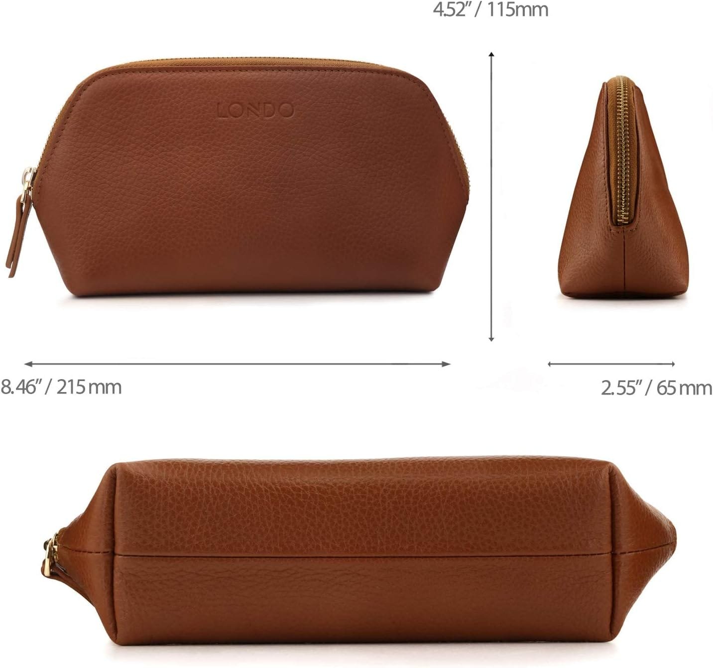 Londo Bolso de Cosméticos en Cuero Genuino para Maquillaje, Bolsa de Viaje Organizador de artículos de tocador Clutch, Unisex - Imagen 6