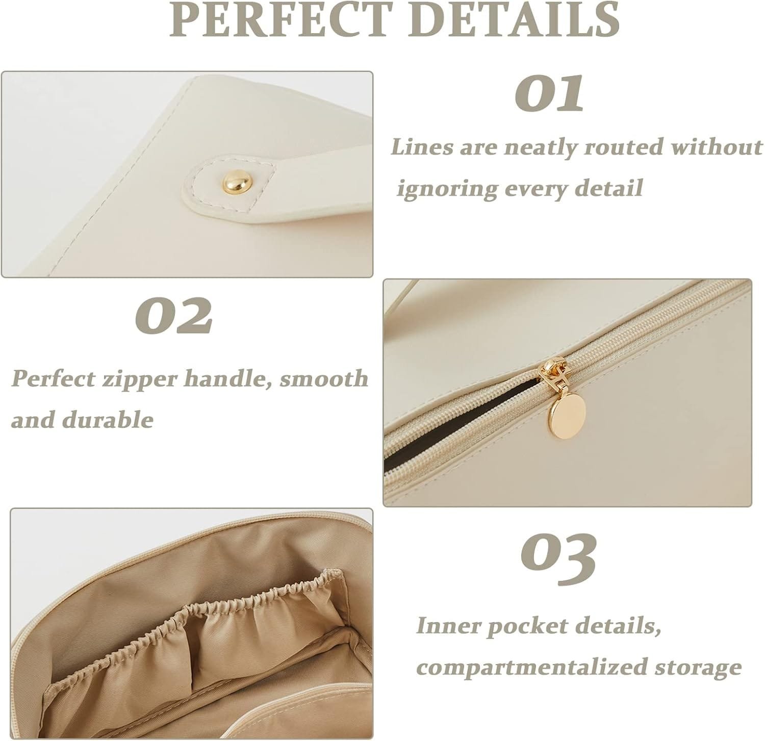 Bolsa Cosméticos Viaje Gran Capacidad, Bolso Portátil del Lavado del Viaje, Bolsa de Maquillaje de Cuero Impermeable con Asa para Cosméticos, Artículos de Aseo de Las Mujeres - Imagen 3